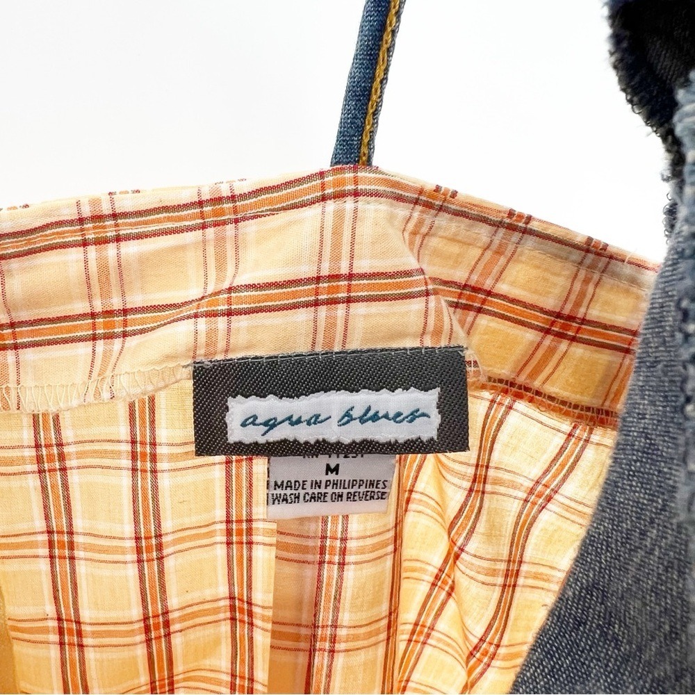 Aqua Blues Vintage Y2K Plaid Denim‎ Mini Dress M - Picture 5 of 6